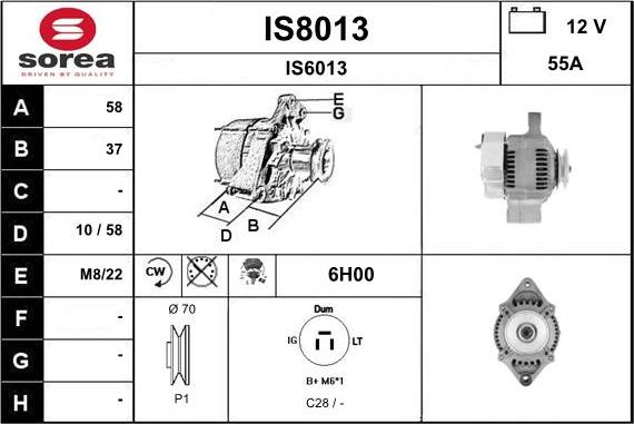 SNRA IS8013 - Alternator autospares.lv