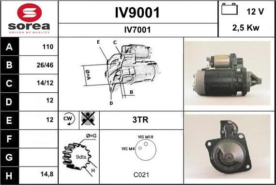 SNRA IV9001 - Starter autospares.lv