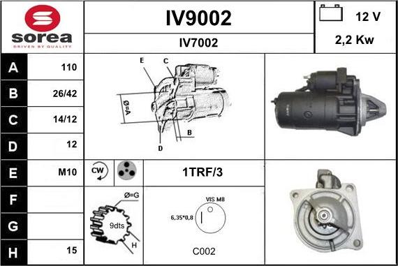 SNRA IV9002 - Starter autospares.lv