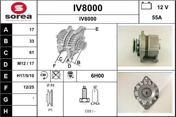 SNRA IV8000 - Alternator autospares.lv