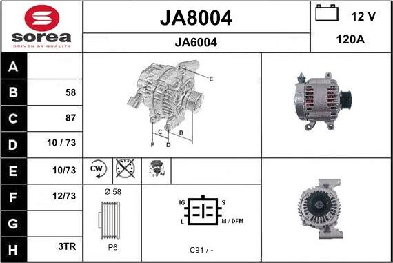 SNRA JA8004 - Alternator autospares.lv