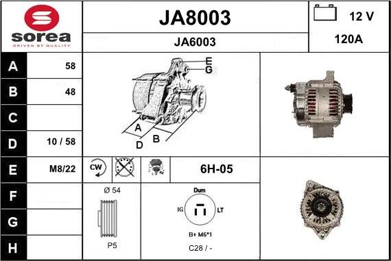 SNRA JA8003 - Alternator autospares.lv