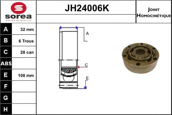 SNRA JH24006K - Joint Kit, drive shaft autospares.lv