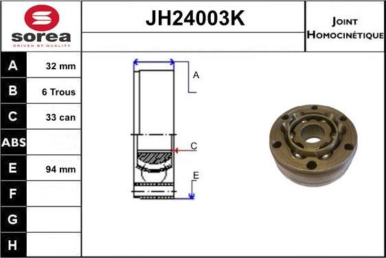 SNRA JH24003K - Joint Kit, drive shaft autospares.lv