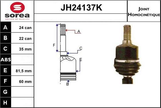 SNRA JH24137K - Joint Kit, drive shaft autospares.lv