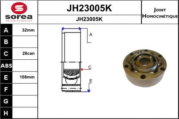 SNRA JH23005K - Joint Kit, drive shaft autospares.lv