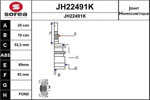 SNRA JH22491K - Joint Kit, drive shaft autospares.lv
