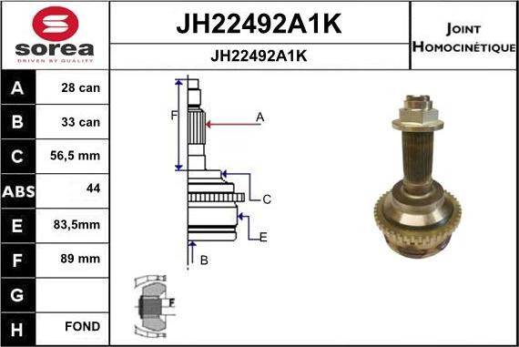 SNRA JH22492A1K - Joint Kit, drive shaft autospares.lv