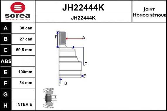 SNRA JH22444K - Joint Kit, drive shaft autospares.lv