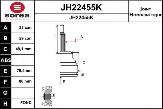 SNRA JH22455K - Joint Kit, drive shaft autospares.lv