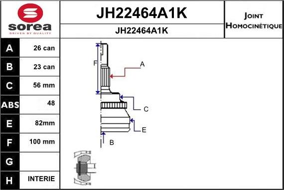 SNRA JH22464A1K - Joint Kit, drive shaft autospares.lv