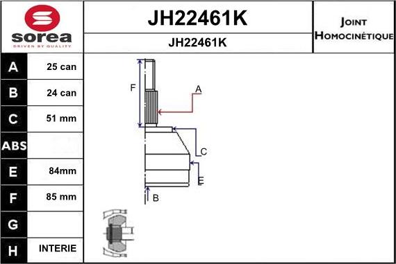 SNRA JH22461K - Joint Kit, drive shaft autospares.lv