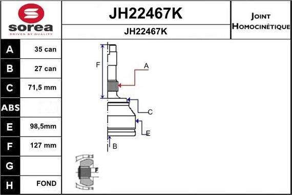 SNRA JH22467K - Joint Kit, drive shaft autospares.lv