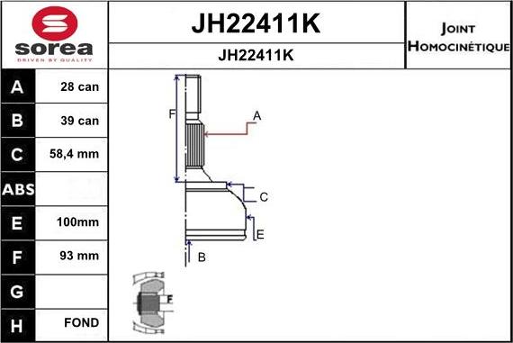 SNRA JH22411K - Joint Kit, drive shaft autospares.lv