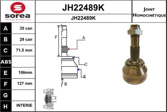 SNRA JH22489K - Joint Kit, drive shaft autospares.lv