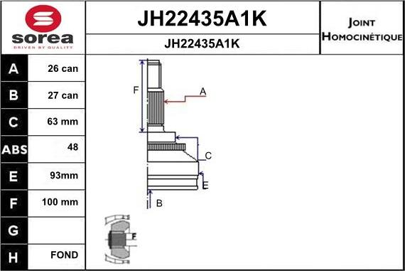 SNRA JH22435A1K - Joint Kit, drive shaft autospares.lv