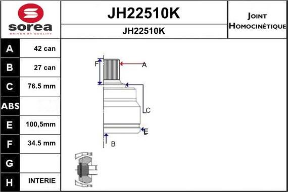 SNRA JH22510K - Joint Kit, drive shaft autospares.lv