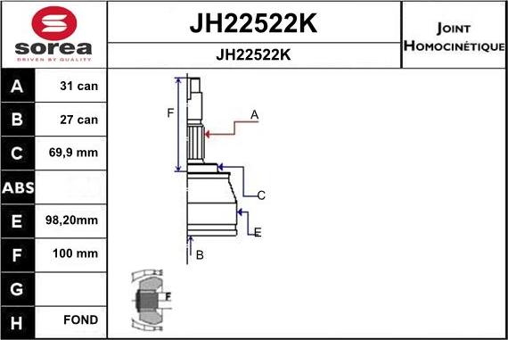 SNRA JH22522K - Joint Kit, drive shaft autospares.lv