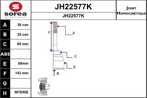 SNRA JH22577K - Joint Kit, drive shaft autospares.lv