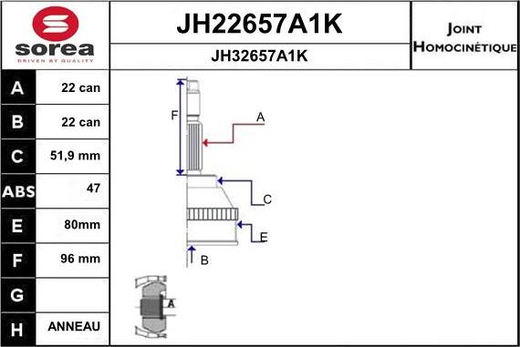 SNRA JH22657A1K - Joint Kit, drive shaft autospares.lv