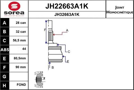 SNRA JH22663A1K - Joint Kit, drive shaft autospares.lv