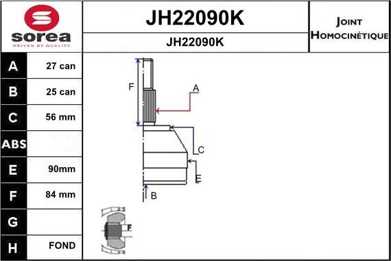 SNRA JH22090K - Joint Kit, drive shaft autospares.lv