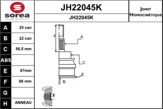 SNRA JH22045K - Joint Kit, drive shaft autospares.lv