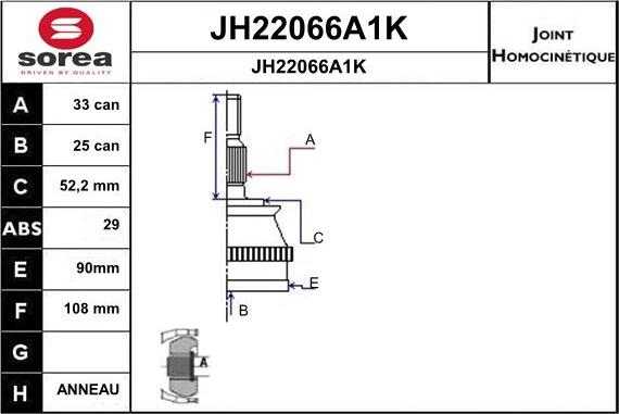 SNRA JH22066A1K - Joint Kit, drive shaft autospares.lv