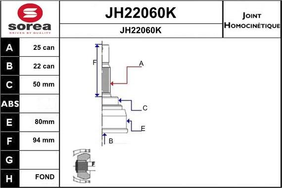 SNRA JH22060K - Joint Kit, drive shaft autospares.lv