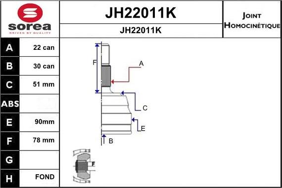 SNRA JH22011K - Joint Kit, drive shaft autospares.lv