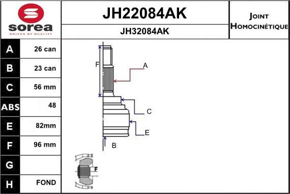 SNRA JH22084AK - Joint Kit, drive shaft autospares.lv