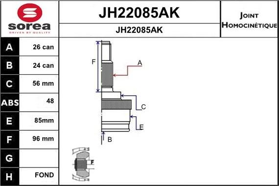 SNRA JH22085AK - Joint Kit, drive shaft autospares.lv