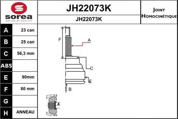 SNRA JH22073K - Joint Kit, drive shaft autospares.lv