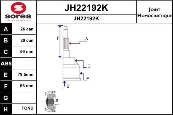 SNRA JH22192K - Joint Kit, drive shaft autospares.lv