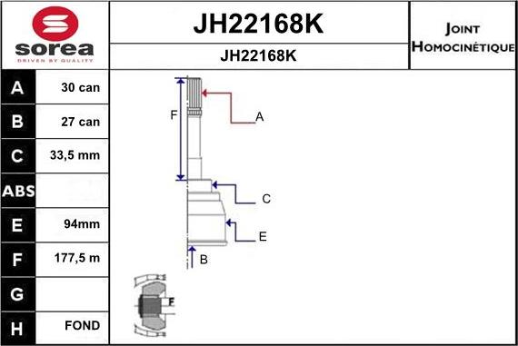 SNRA JH22168K - Joint Kit, drive shaft autospares.lv