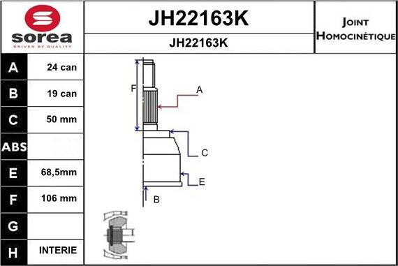 SNRA JH22163K - Joint Kit, drive shaft autospares.lv