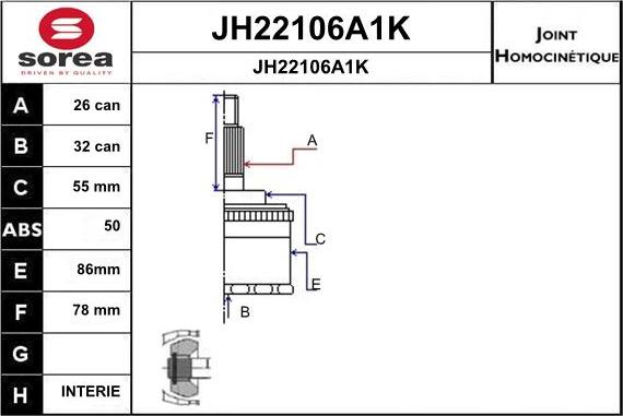 SNRA JH22106A1K - Joint Kit, drive shaft autospares.lv