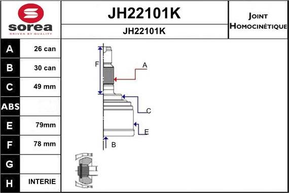 SNRA JH22101K - Joint Kit, drive shaft autospares.lv