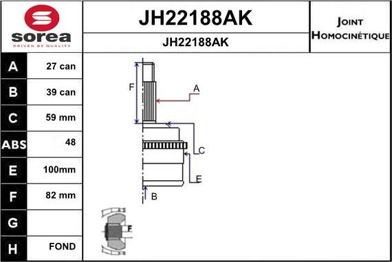 SNRA JH22188AK - Joint Kit, drive shaft autospares.lv