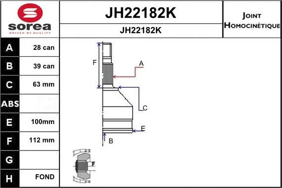 SNRA JH22182K - Joint Kit, drive shaft autospares.lv