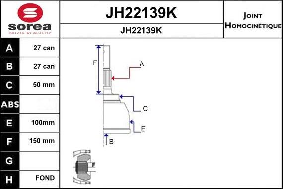 SNRA JH22139K - Joint Kit, drive shaft autospares.lv