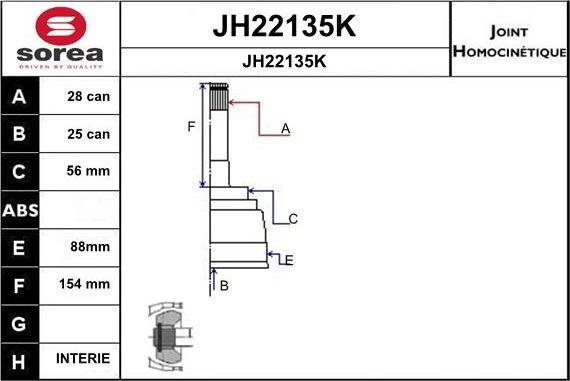 SNRA JH22135K - Joint Kit, drive shaft autospares.lv