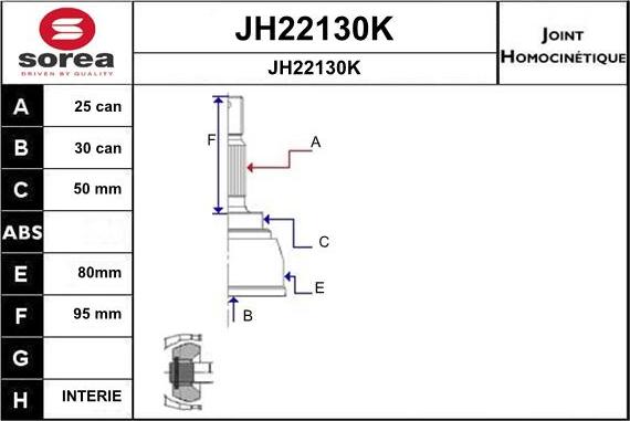 SNRA JH22130K - Joint Kit, drive shaft autospares.lv