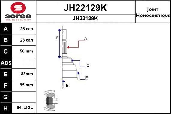 SNRA JH22129K - Joint Kit, drive shaft autospares.lv