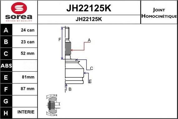 SNRA JH22125K - Joint Kit, drive shaft autospares.lv