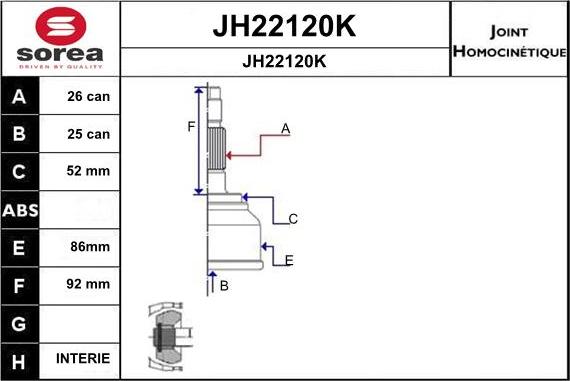 SNRA JH22120K - Joint Kit, drive shaft autospares.lv