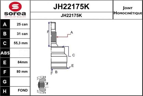 SNRA JH22175K - Joint Kit, drive shaft autospares.lv