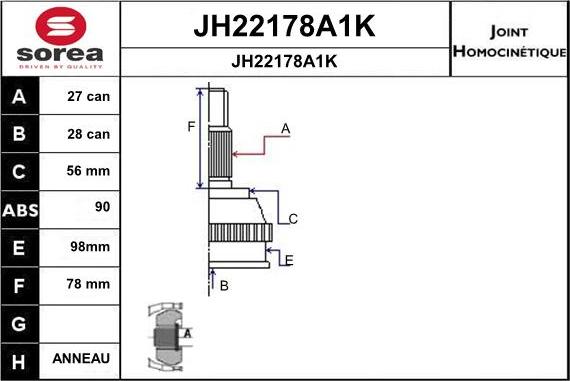 SNRA JH22178A1K - Joint Kit, drive shaft autospares.lv