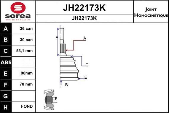 SNRA JH22173K - Joint Kit, drive shaft autospares.lv