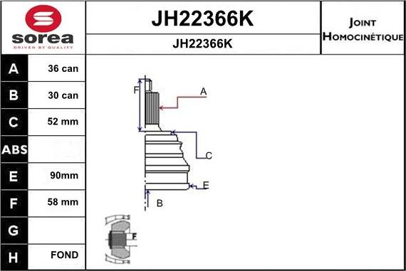 SNRA JH22366K - Joint Kit, drive shaft autospares.lv